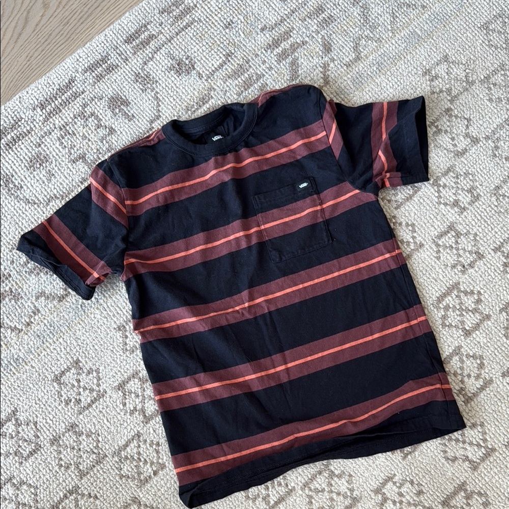Men's Black and Red Striped Shirt